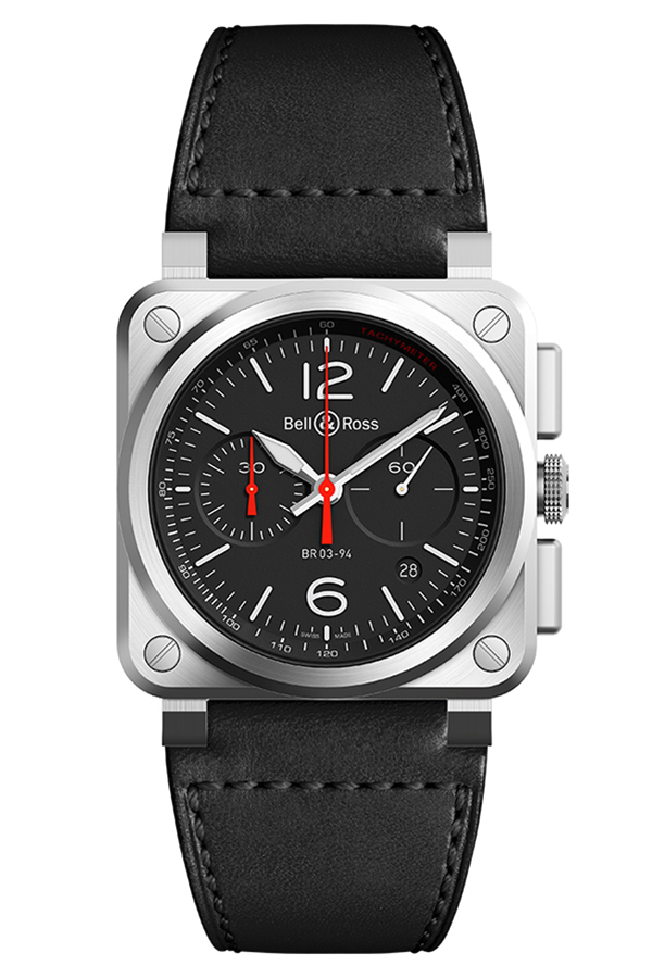 detail Bell & Ross Black Steel BR0394-BLC-ST/SCA