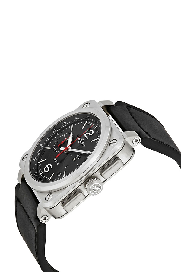 detail Bell & Ross Black Steel BR0394-BLC-ST/SCA