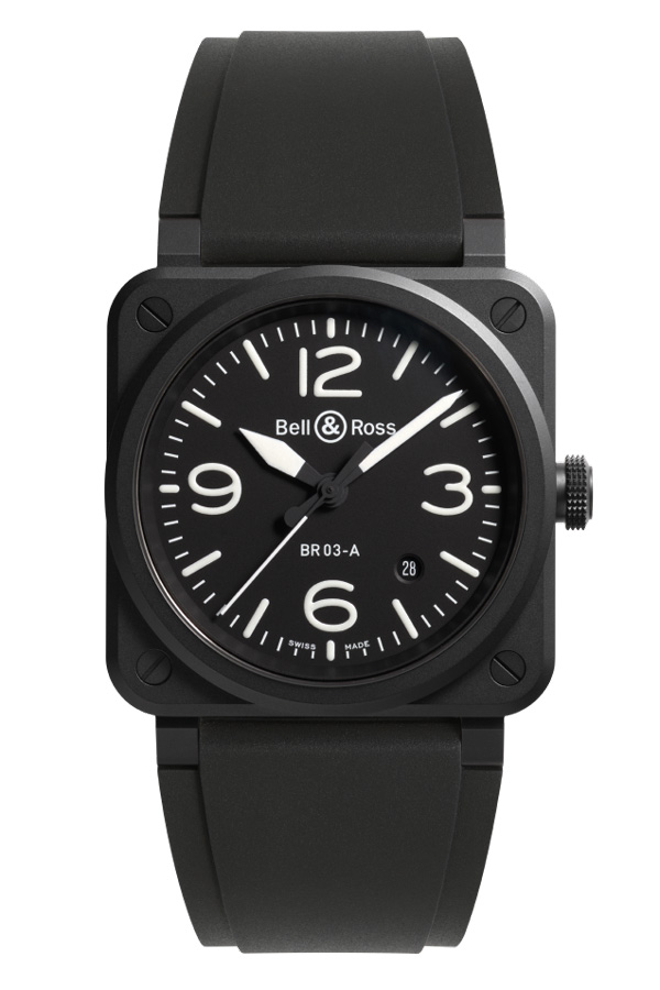 detail Bell & Ross BR 03 Black Matte BR03A-BL-CE/SRB