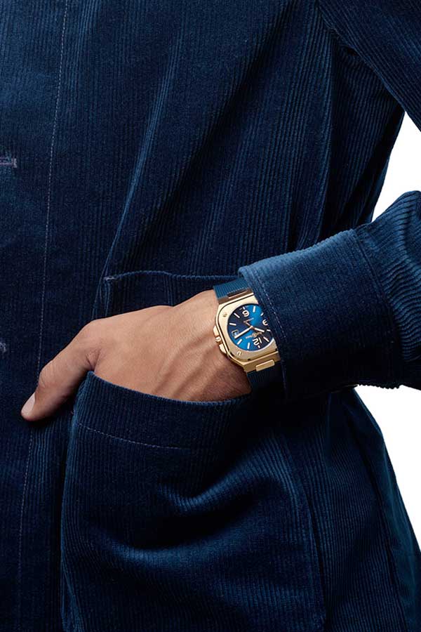 detail Bell & Ross BR 05 Blue Gold BR05A-BLU-PG/SRB