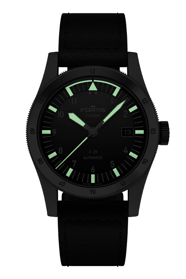 detail Fortis Flieger F-39 Black on Aviator Strap F4220016