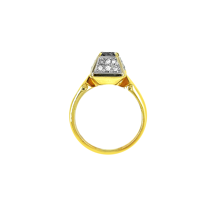 detail Zlatý Prsten s Akvamarínem a Diamanty