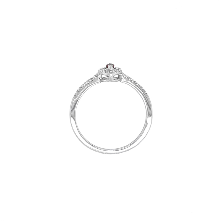 detail Rubinový prsten s diamanty z bílého zlata