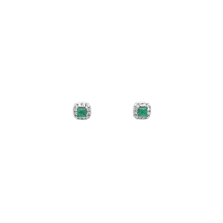 detail Smaragdové náušnice pecky s diamanty z bílého zlata