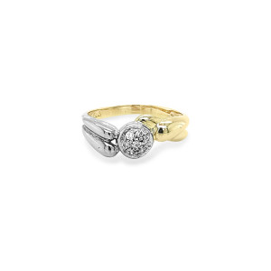 Zlatý Prsten se Zirkony z Kombinovaného Zlata