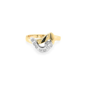 Zlatý Prsten se Zirkony z Kombinovaného Zlata