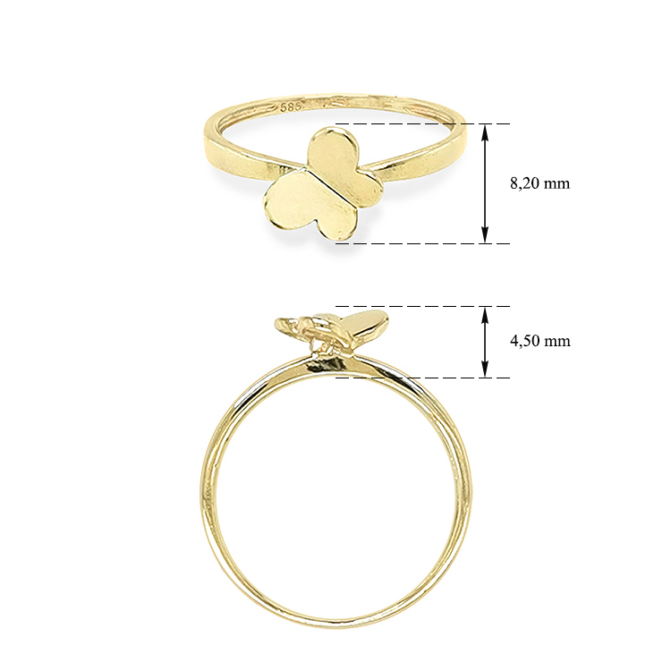 detail Zlatý Prsten ve Tvaru Motýla