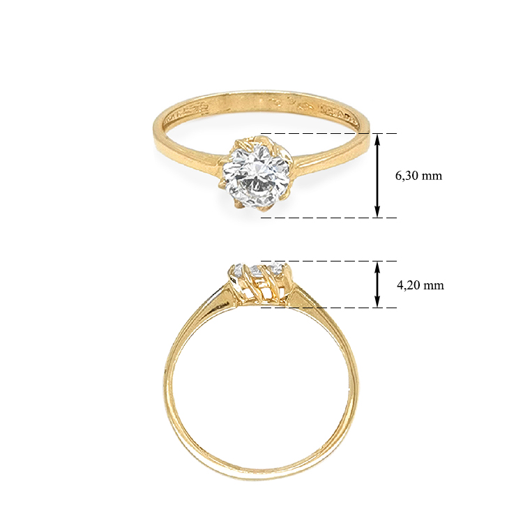 detail Zlatý Zásnubní Prsten se Zirkonem