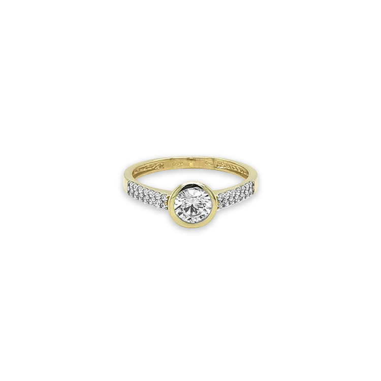 detail Zlatý zásnubní prsten se zirkony