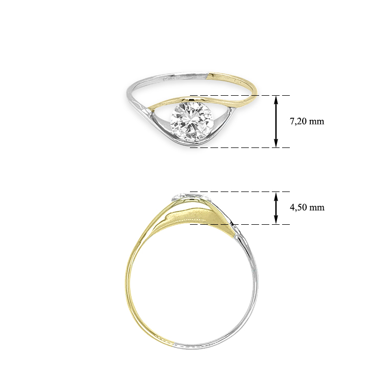 detail Zlatý prsten se zirkonem