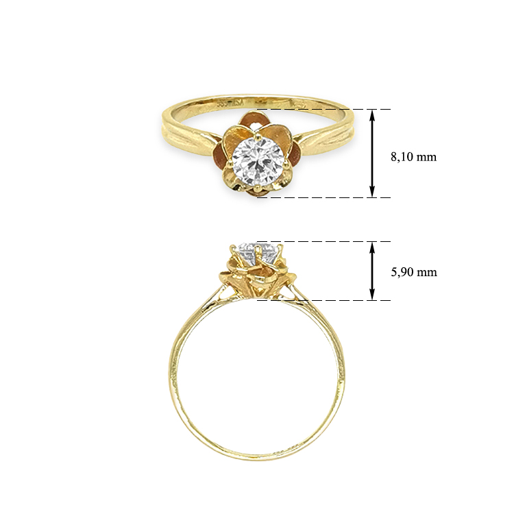 detail Zlatý prsten se zirkonem