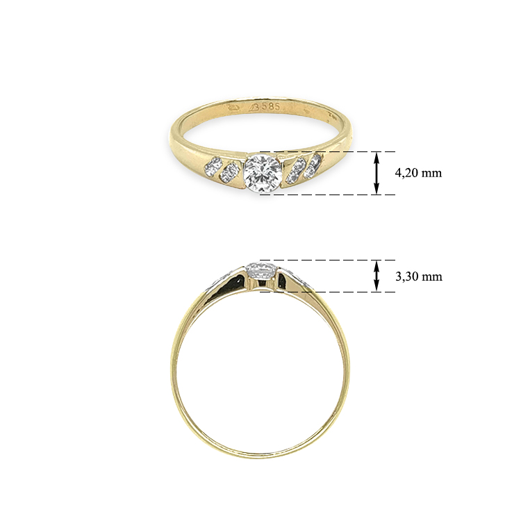 detail Zlatý prsten se zirkony