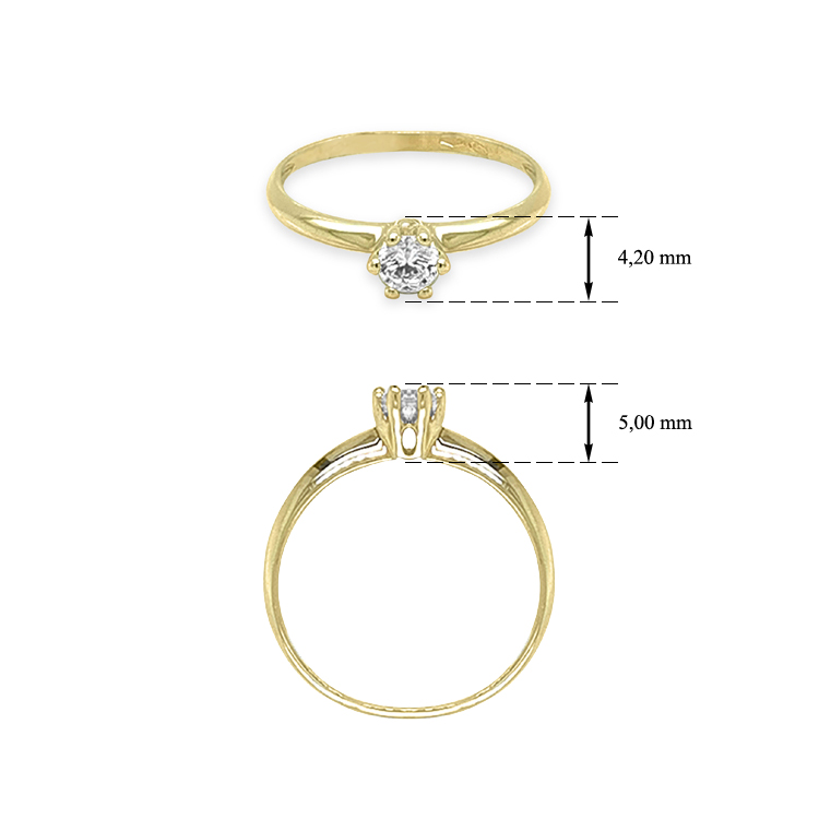detail Zlatý zásnubní prsten se zirkonem