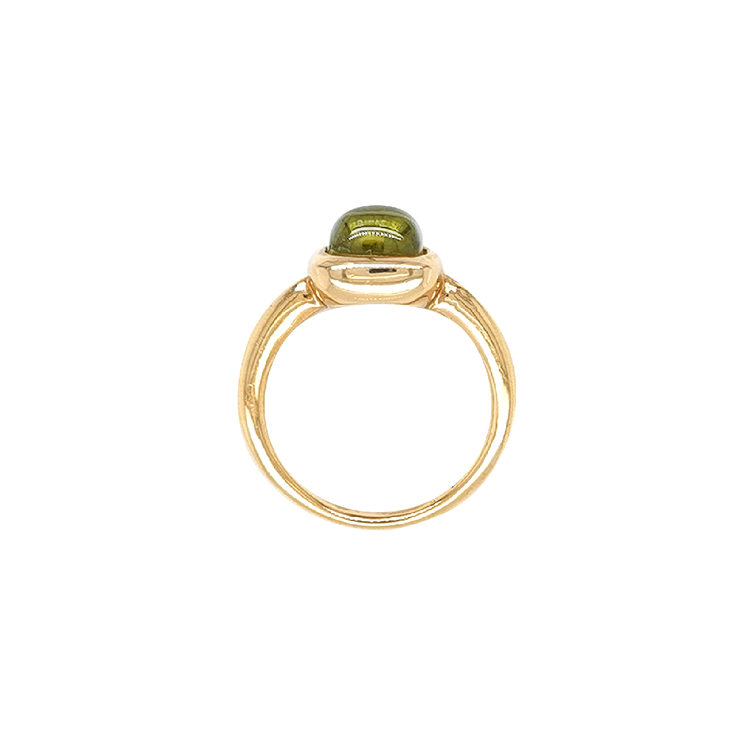 detail Zlatý Prsten se Zeleným Quartzem