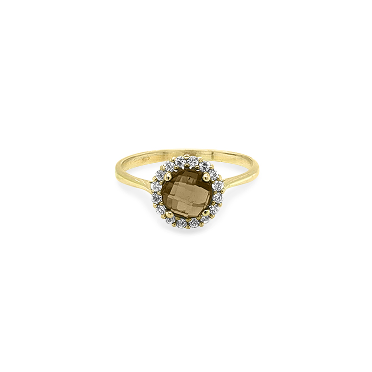 detail Zlatý Prsten s Barevnými Kameny