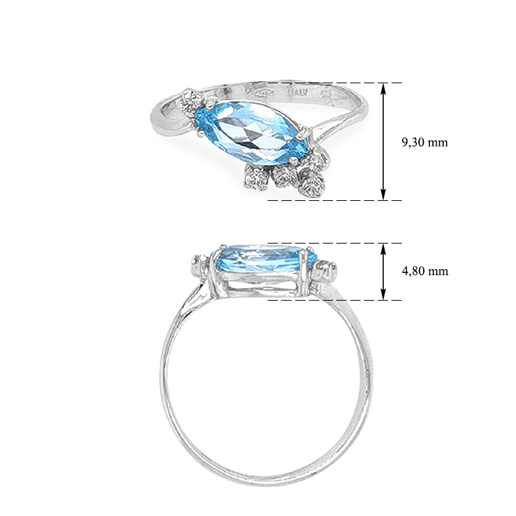 detail Zlatý Prsten s Modrým Zirkonem