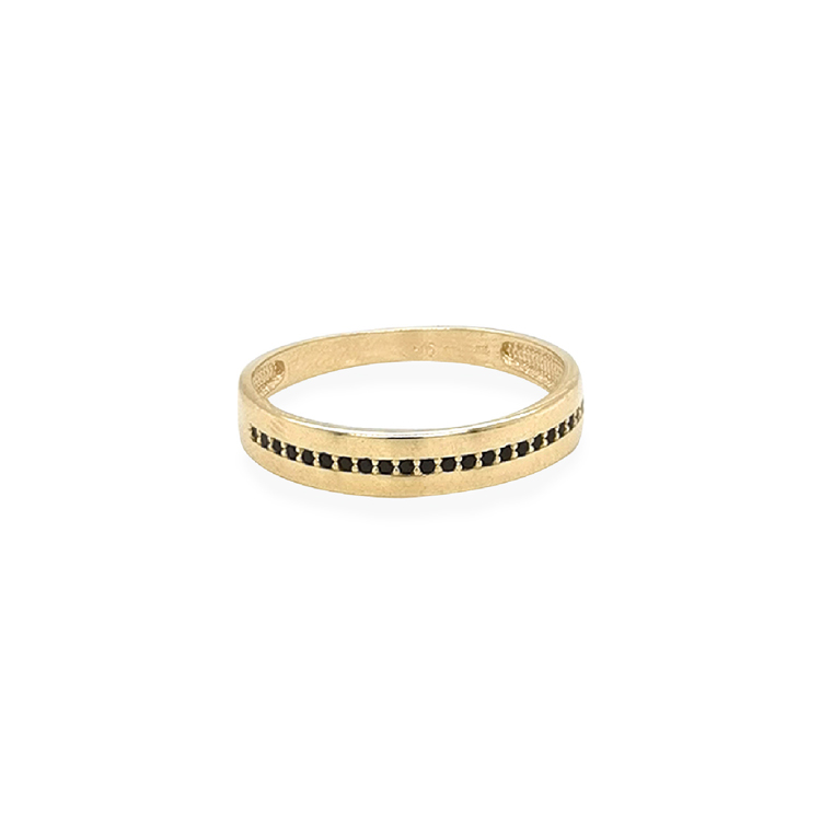 detail Zlatý Prsten se Černými Zirkony