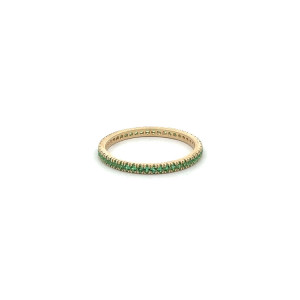 Zlatý Eternity Prsten s Zelenými Kameny