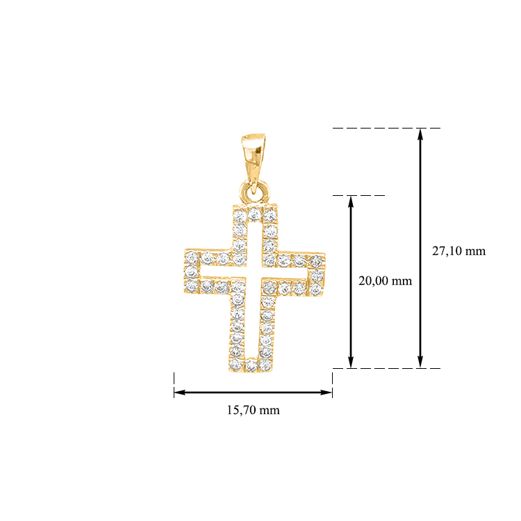 detail Zlatý Kříž se Zirkony