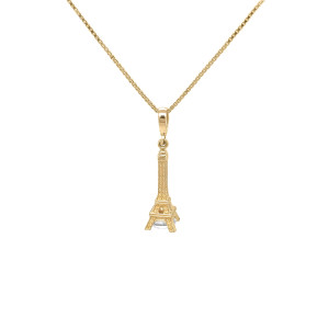 Zlatý Přívěsek Eiffel se Zirkonem