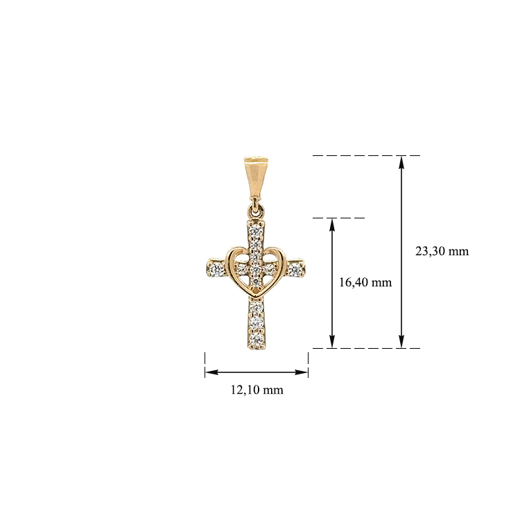 detail Zlatý Přívěsek Kříž se Zirkony