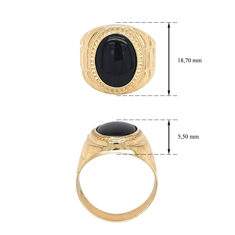 detail Zlatý Pánský Pečetní Prsten s Onyxem