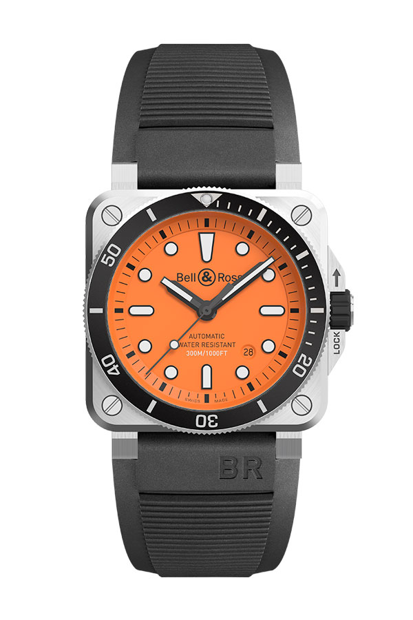 detail Bell & Ross Diver Orange BR0392-D-O-ST/SRB