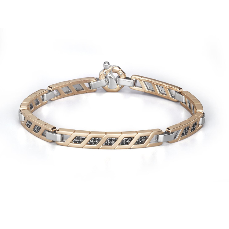 detail Zlatý Pánský Náramek Baraka z Černymi Diamanty BR345001