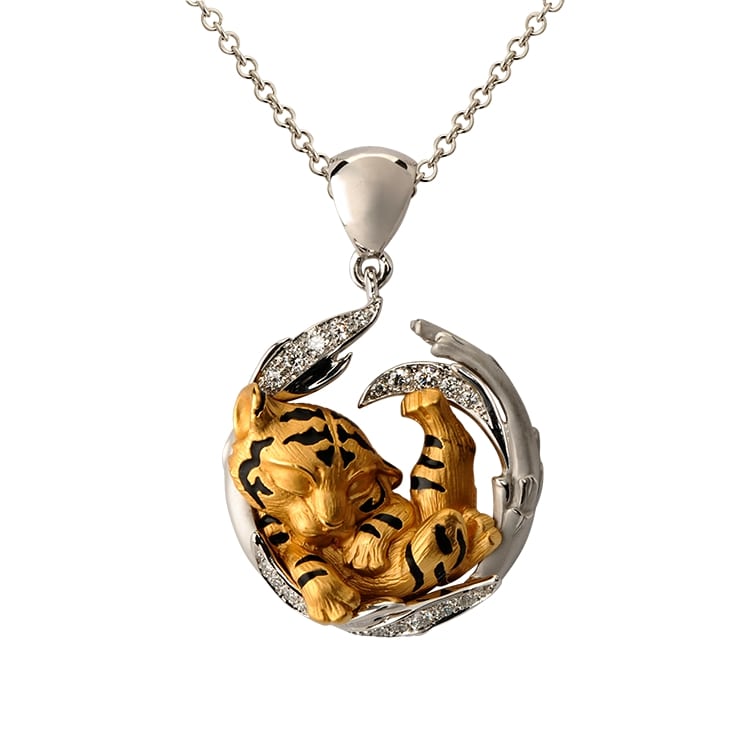 detail Zlatý Přívěsek s Diamanty Magerit Dreams Dream Tiger