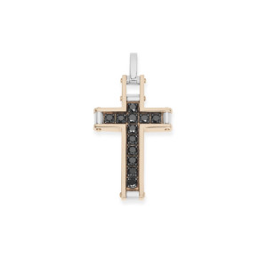 Zlatý Kříž Baraka s Černými Diamanty CR314601