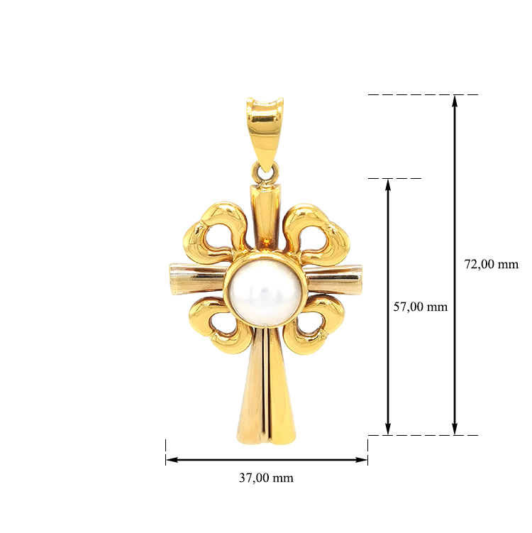 detail Zlatý Kříž s Perlou
