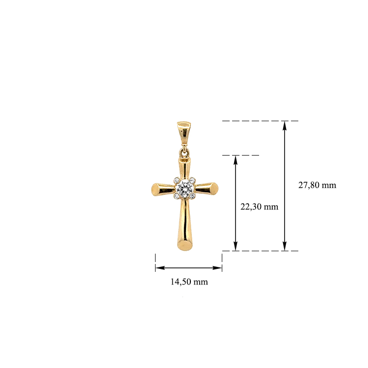 detail Zlatý Přívěsek Kříž se Zirkonem