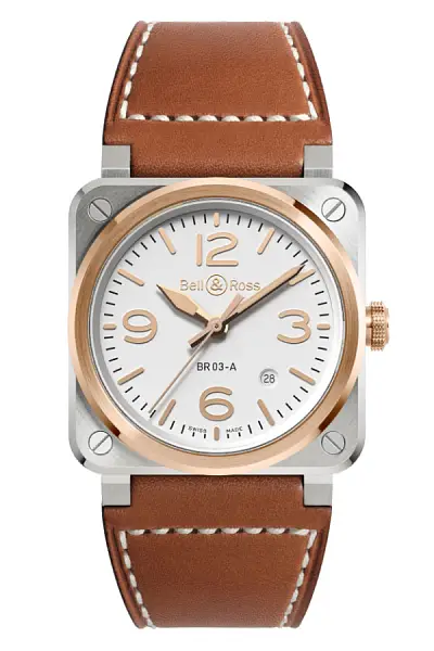 Bell & Ross BR 03 White Steel & Gold BR03A-WH-STPG/SCA