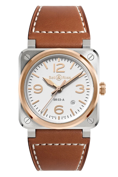 Bell & Ross BR 03 White Steel & Gold BR03A-WH-STPG/SCA
