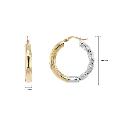 Two-Tone Gold Hoop Earrings with Polished Front and Twisted Back Design