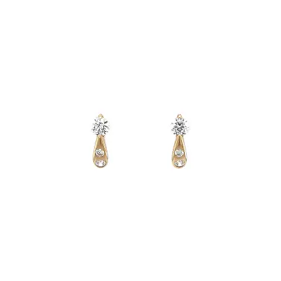 Elegant Gold Earrings with Zircon and Teardrop Design