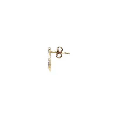 Gold Earrings with Circular Motif and Zircon Detailing