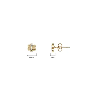Gold Flower Stud Earrings with Cubic Zirconia