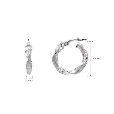 Kroužkové náušnice z bílého zlata s organickým vlnitým designem