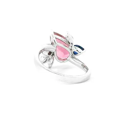 Elegantní Šperk s Růžovým Turmalínem, Safíry a Třpytem Diamantů
