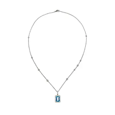 Exkluzivní Náhrdelník s Akvamarínem Obklopeným Diamanty