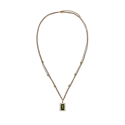 Necklace with Beautiful Tourmaline in Combination with Diamonds