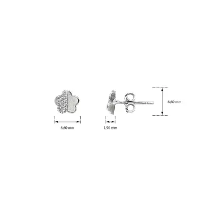 Peckové Náušnice ve Tvaru Květiny z Bílého Zlata se Zirkony