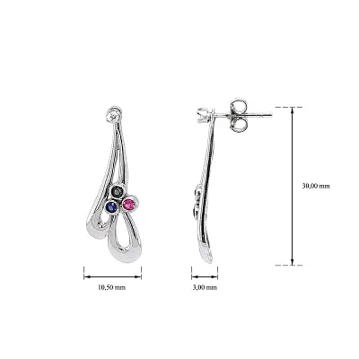 Stylové Náušnice z Bílého Zlata s Pestrými Kameny