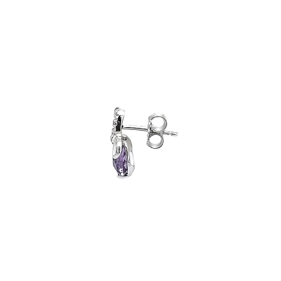 Gold Earrings Decorated with Purple Amethyst