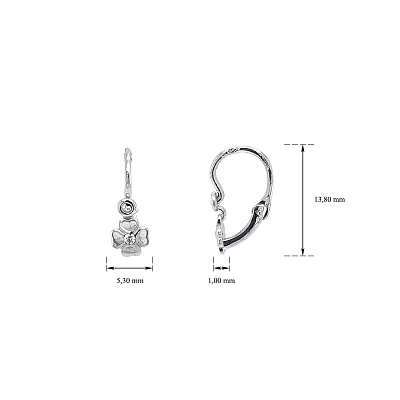 Children's Earrings Quatrefoil with Zircons
