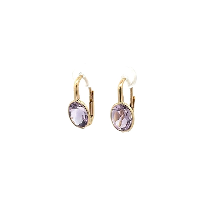 Gold Earrings with Purple Stones