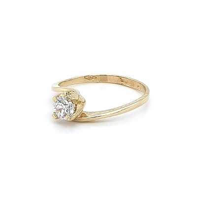Gold Engagement Ring with Zircon