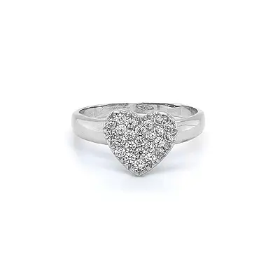 Prsten Srdce se Zirkony z Bílého Zlata