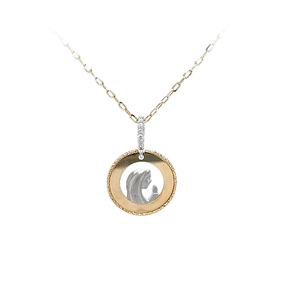 Pendant Madonna Virgin Mary of Combined Gold